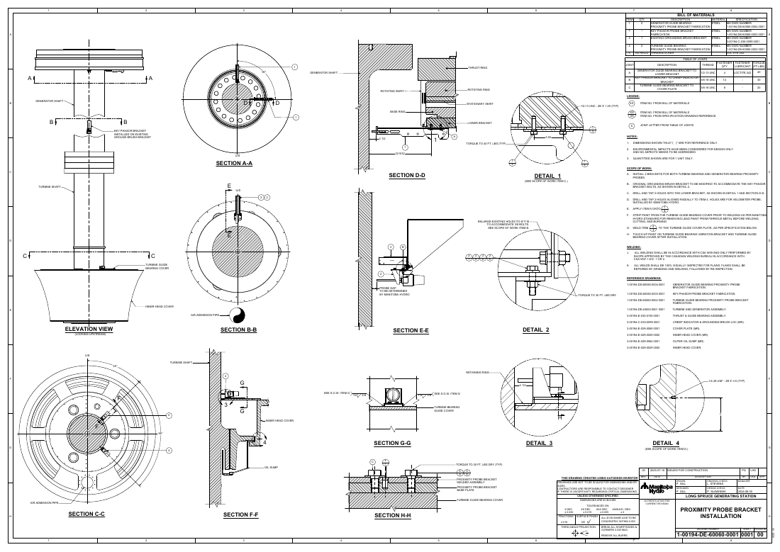 Proximity Probe Bracket (Installation) drawing sheet